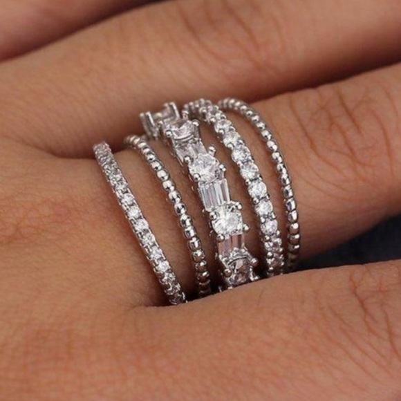 Jewelry - MULTI BAND 925 STERLING SILVER DIAMOND RING, CUTE RING, SHINY RING.